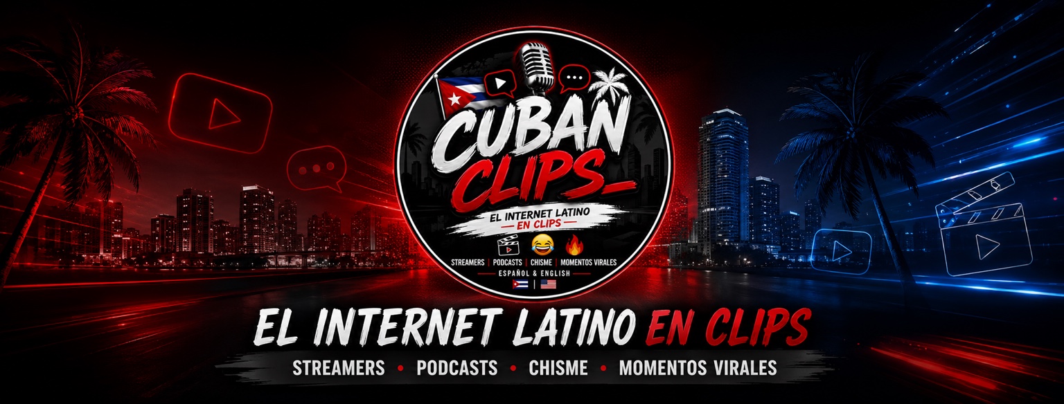 CubanClips banner over a red and blue Miami skyline